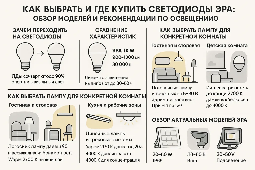Как выбрать и где купить современные светодиодные светильники ЭРА: обзор моделей и советы по освещению
