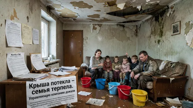 Крыша потекла - семья терпела. Управляющую компанию дожали